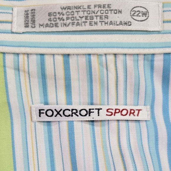Foxcroft Sport Wrinkle Free Multicolor Rainbow Stripe Button-Up Shirt Office - Picture 5 of 8